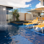 Visualização 3D de piscina e área de lazer residencial pela Rabisco 3D