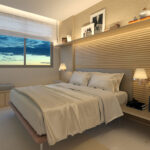 Visualização 3D de suite residencial pela Rabisco