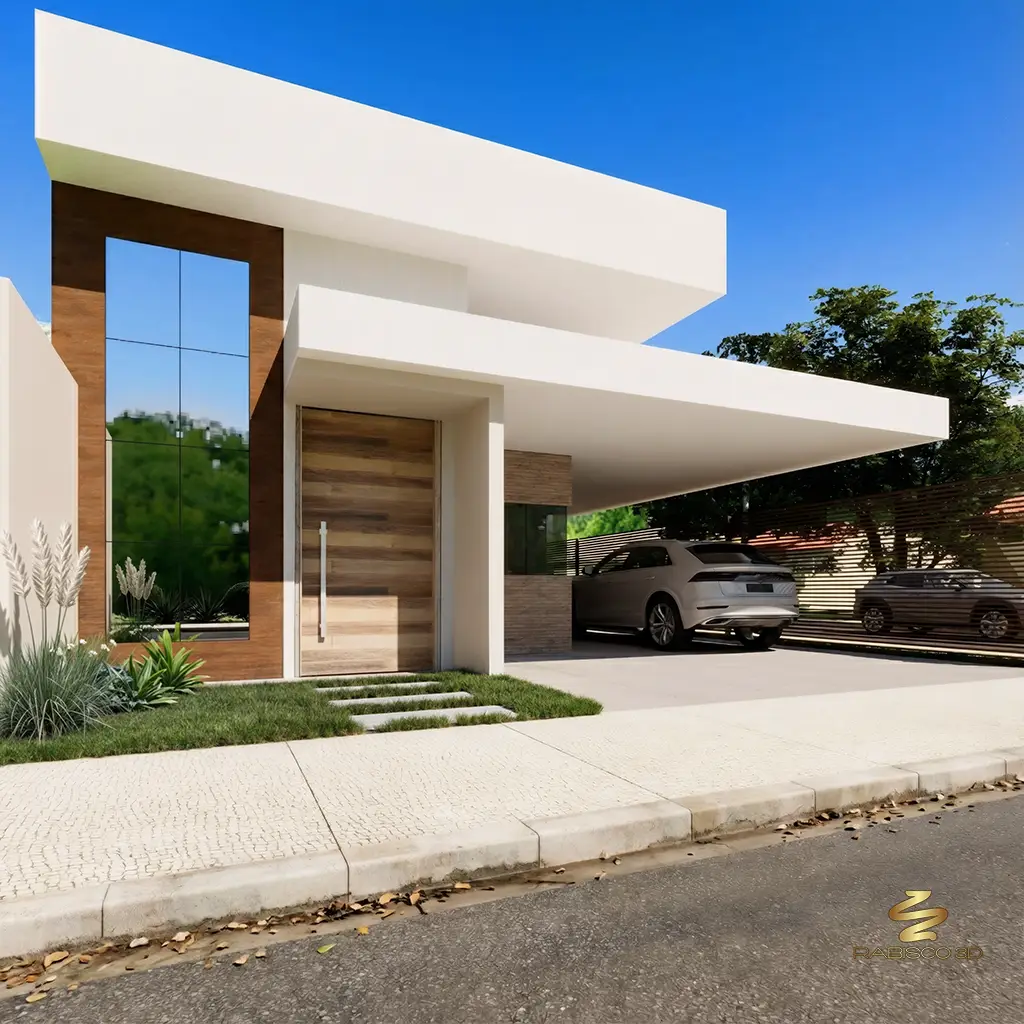 Visualização 3D de fachada residencial pela Rabisco