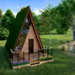 Visualização 3D de fachada de chalé pela Rabisco