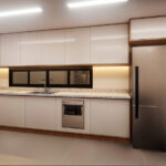 Visualização 3D de cozinha residencial pela Rabisco
