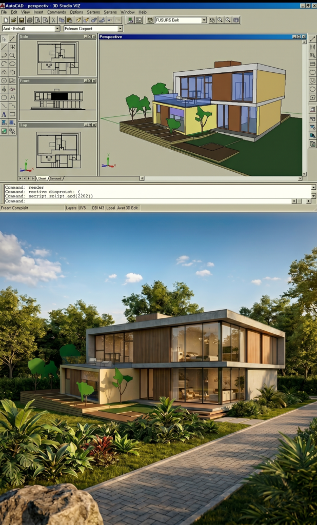 maquete eletrônica e visualização de arquitetura