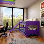 Visualização 3D de quarto kids residencial pela Rabisco