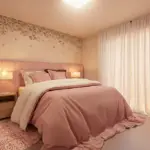 Visualização 3D de quarto feminino residencial pela Rabisco